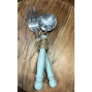 Vintage Fork and Spoon Serving‎ Set Rustic Turquoise Shabby Chic Farmhouse Decor